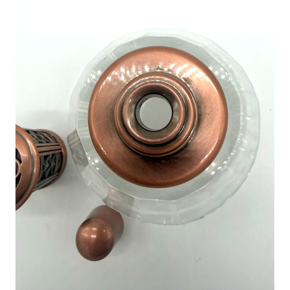 Catalytic Fragrance Lamp Heavy Cut Crystal Base w/ Antique Copper Finish Top - Picture 4 of 6